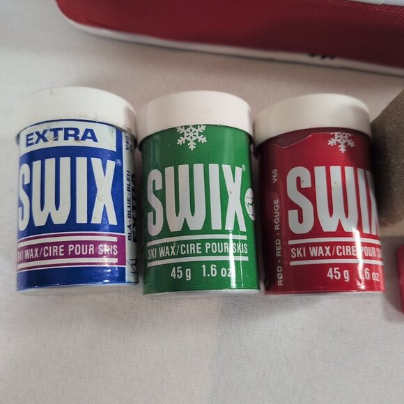 VTG Swix Ski Wax EXTRA Blue Red Green 3 Sticks Scrapper Block Case FULL COMPLETE - Picture 4 of 14